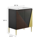 Modway Alchemist 30" Bathroom Vanity - White/Black-Oak Wood Grain Veneer