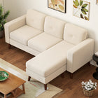 HOMCOM L-Shaped Sectional Sofa with Chaise Lounge - Cream White-Colour: Cream White