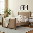 Modway Rael Performance Velvet Twin Platform Bed - Taupe-Wood Slat Support System