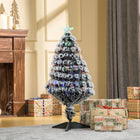 HOMCOM 3' Pre-Lit Artificial Evergreen Christmas Tree with LED and Optical Fiber - Green with White Tips-Pre-lit optical fiber lights in 3 colour placed all over the tree 