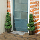 HOMCOM 36" Artificial Topiary Spiral Boxwood Trees in Pot - Green - 2 Pack-Cement-filled plant pots to stand weighted 
