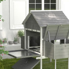 PawHut 59" H Wooden Chicken Coop with Nesting Boxes and Run for 4-6 Chickens - Grey-Steel wire is enduring for strength 