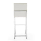 Manhattan Comfort Element 16.34" Modern Faux Leather Upholstered Bar Stool - Pearl White and Polished Chrome - 3 Pack-21.3" L x 21" W x 42.13" H