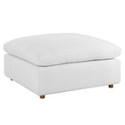Modway Commix Down Filled Overstuffed Ottoman - Pure White-Solid Wood Construction