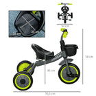 Qaba Kids Tricycle with Adjustable Seat and Basket - Black-Features a fun and functional bell and basket 