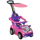 Qaba 3 in 1 Kids Push Car Toddler Sliding Car, Foot to Floor Design - Pink-3-in-1 design adapts to growing child's play needs 