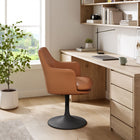 Modway Lippa Swivel Dining Vegan Leather Armchair - Black Tan-360º Swivel Capability