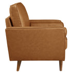 Modway Valour Tufted Vegan Leather Accent Armchair - Tan-Two Bolster Pillows