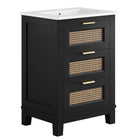 Modway Dixie 24" Solid Wood Bathroom Vanity - Black/White-Solid Mahogany Wood