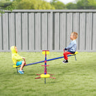 Outsunny Metal Kids 4-Seat Seesaw - Multicoloured-A stopper pole underneath the seat to absorb shock to the seats as they touch the ground 
