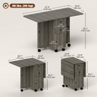 HOMCOM Rolling Drop Leaf Folding Dining Table with Drawers & Storage Cabinet for 4-6 - Grey-Two drawers and a piece of furniture offer a discreet storage room