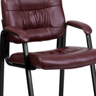 Flash Furniture Leather Executive Side Reception Chair with Black Metal Frame - Burgundy-Contoured Cushions