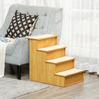 PawHut 21.3" H Pet Stairs for High Bed - Natural Wood-5.6" (14.3cm) high and 6.7" (17cm) wide steps, your pets can climb it up with no problem 