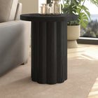Hudson&Canal Olie Round Fluted Side Table - 20" W - Black Grain-Pedestal base featuring wraparound wide fluted detailing