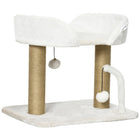 PawHut Cat Tree Tower Condo with Jute Scratching Posts - White-Jute scratching posts, so pets can dig and claw 