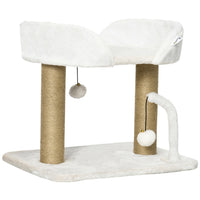 PawHut Cat Tree Tower Condo with Jute Scratching Posts - White-Jute scratching posts, so pets can dig and claw 