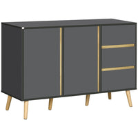 HOMCOM 47.2" L Sideboard Buffet Cabinet - Dark Grey-Strong, striking design: living room cabinet comes in deep grey, with wood-effect accents