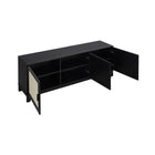 Manhattan Comfort Sheridan 62.99" Mid-Century Modern TV Stand - Black-Recommended for a 55" TV Screen. Features 3 Media Holes for Cable and Wire Management