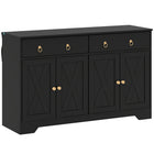 HOMCOM 47.6" L Sideboard Buffet Cabinet with Storage - Black-Large storage space with two cabinets and two drawers for holding daily supplies