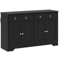 HOMCOM 47.6" L Sideboard Buffet Cabinet with Storage - Black-Large storage space with two cabinets and two drawers for holding daily supplies