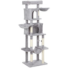 PawHut 69" Cat Tree Tower with 2 Condos - Light Grey-68.9" H (175cm) multi-level design suitable for homes with multiple cats 