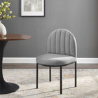 Modway Isla Channel Tufted Upholstered Fabric Dining Side Chair - Black/Light Grey-Matte Black Stainless Steel Base