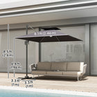 Outsunny 8' Cantilever Patio Umbrella with Solar Powered LED Lights-Easily adjustable tilt for optimal sun protection