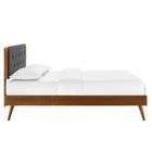 Modway Bridgette Wood Queen Platform Bed with Splayed Legs - Walnut Charcoal-Wood, MDF, and Veneer Construction