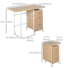 HOMCOM 41.3" Foldable Computer Desk with Drawers - Natural Wood-Designed with 3 drawers, making your items well organized
