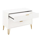 Manhattan Comfort DUMBO Modern 1-Drawer Nightstand and 3-Drawer Dresser Set - White-Snap It Assembly! Includes High Quality Internal Click Grooves for a Simple Assembly, No Tools Required!
