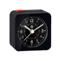 Marathon Watch Mini Non-Ticking Analog Alarm Clock with Auto Back Light and Snooze Function - Black-Silent smooth sweep: this clock was engineered with a silent, continuous-sweep second hand quartz movement. It does not emit a ticking sound.