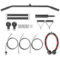 Soozier Weight Cable Pulley System for LAT Pull Down - Biceps Curl - Red-Includes multiple attachments for various exercises, enabling a full-body home workout 