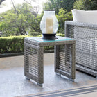 Modway Aura Outdoor Patio Wicker Rattan Side Table - Grey-Powder Coated Aluminum Frame