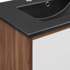 Modway Transmit 30" Wall-Mount Bathroom Vanity - Walnut/Black-Assembly Required