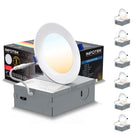 ShoppingAll Impotek 4" 5 CCT LED Recessed Ceiling Light with Junction Box - 2700K/3000K/3500K/4000K/5000K - Dimmable IC Rated ETL Energy Star Listed 9W 800LM - RCL1-9W4IN (Pack of 6)-Exceptional Brightness & Adjustable Dimming - Illuminate your space with the pinnacle of LED technology. Our recessed ceiling light boasts superior lumens for unparalleled brightness while maintaining energy efficiency at just 9 Watts for 800 lumens. Experience smooth dimming from 5% to 100%, ensuring compatibility with a wide 