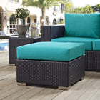 Modway Convene Outdoor Patio Fabric Square Ottoman - Espresso/Turquoise-Powder Coated Aluminum Frame