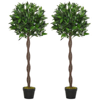Outsunny 4' Artificial Laurel Tree in Pot - Green - 2 Pack-Bay tree design is classic and beautiful 