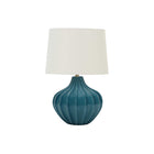 Monarch Specialties 24" H Transitional Table Lamp - Blue Ceramic / Ivory / Cream Shade-Brighten up any room with this stylish and versatile 24"h blue ceramic table lamp in an attractive curved shape, attached with a 6ft transparent cord, and topped with a simple ivory linen fabric shade accented with a subtle round, gold metal finial