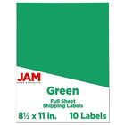 JAM Paper Full Page Labels - 8.5 x 11 Sticker Paper - AstroBrights Gamma Green - 10 Pack-Size: 8.5" x 11"