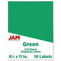 JAM Paper Full Page Labels - 8.5 x 11 Sticker Paper - AstroBrights Gamma Green - 10 Pack-Size: 8.5" x 11"