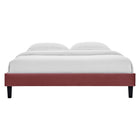 Modway Reign Performance Velvet Queen Platform Bed Frame - Dusty Rose-Wood Slat Support System