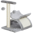 PawHut 17" Small Cat Tree with Rotatable Top Pole - Light Grey-Robust particle board structure with sisal ropes and soft plush 