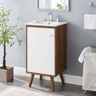 Modway Transmit 18" Bathroom Vanity - Walnut/White-Splayed Wood Legs
