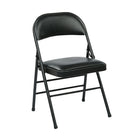 Work Smart Folding Chair with Vinyl Seat and Back - Black - Set of 4-Folding For Easy Storage