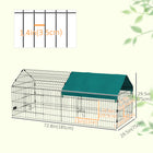 PawHut 73" Small Animal Cage with Roof - Green-Ground nails to fix the cage ensure the pet's safety and prevent escape 