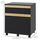 Vinsetto 2-Drawer Letter/A4 Filing Cabinet with 5 Wheels - Black Wood Grain-Wheels allow you to move it where you need it
