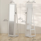HOMCOM Mirror Jewelry Cabinet - 15" L x 15" W x 63" H - White-Made of MDF board, solid and robust 