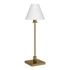 Hudson&Canal Clement 28" Tall Table Lamp with Fabric Shade - Brass/White-Elegant modern design for your living room, workspace, or bedside table