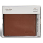 Champs Onyx Leather Center Wing Wallet - Brown-Easy access ID window