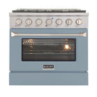 Kucht 36" KNG Series Pro Style Natural Gas Range - Stainless Steel/Light Blue-Cook and bake like a pro with the extra-large convection oven that offers 4.2 cu. ft. of capacity, a 5-rack configuration, and an extra-large viewing window